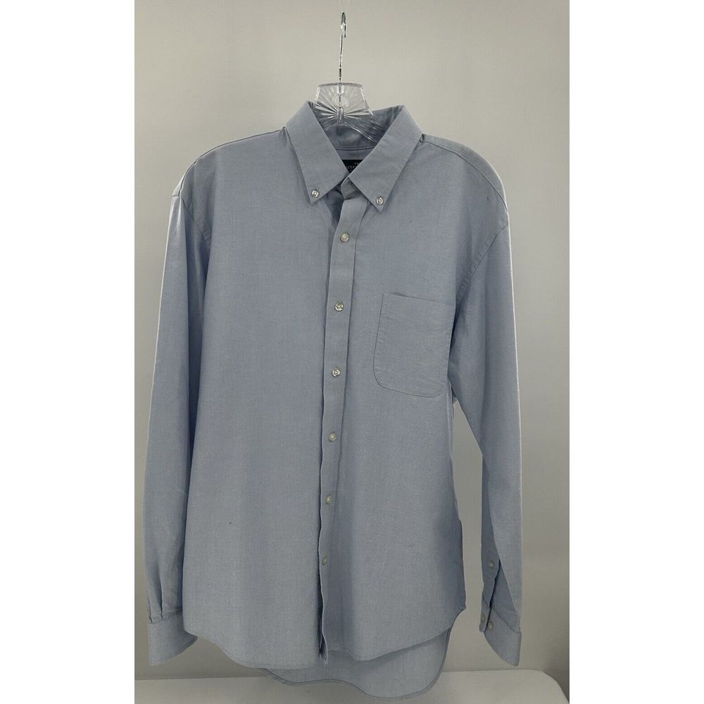 The Outfitters by Lands' End‎ Men Casual Button Down Long Sleeve Shirt Blue Med